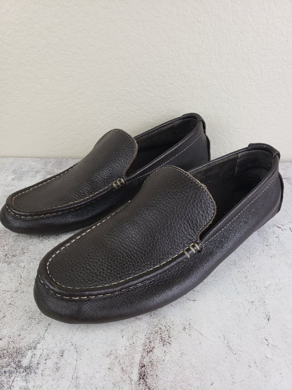 Vionic Parker Leather Driving Moccasin Loafers Brown Orthaheel size 11 Men's
